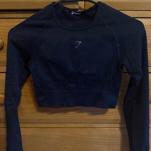 Gymshark Black FLEX SPORTS LONG SLEEVE CROP TOP
